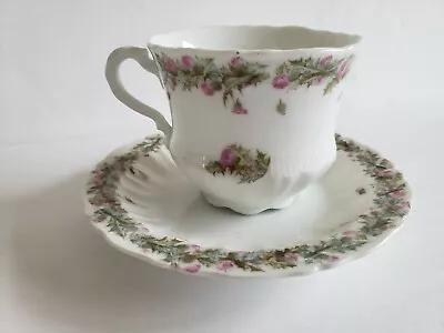 Germany C.t. Carl Tielsch Cup And Saucer Prickly Pink Prairie Floral Pattern • $19