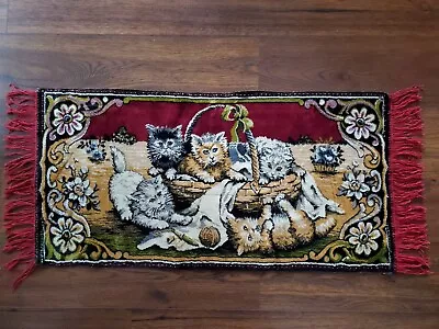 Vintage Cat Kitten Playing Tapestry Wall Hanging Decor Rug  • $40