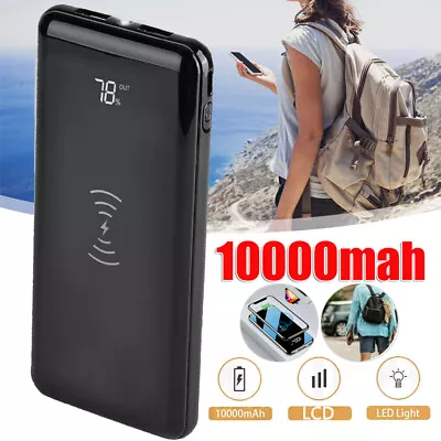 $25.99 • Buy 10000mAh Wireless Power Bank Backup Fast Charger 2USB Portable External Battery