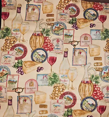 WINE Italian French Wine Bottles Glass Of Wine Cheese Grapes Corks Menu 32'X17  • $7.99