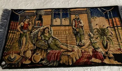Vtg Arabian Night Velvet Tapestry Desert Tent Princess Urns Palms Servants SEE • $49.95