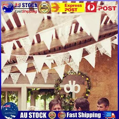 10 Flags Lace Vintage Party Wedding Pennant Bunting Banner Decor AU • $9.34