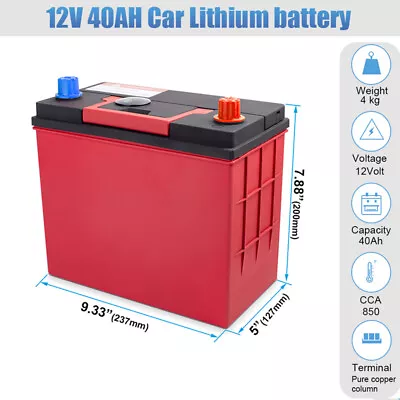 46B24L 12V 40AH BCI Group Type 51R 800cca LiFePO4 Automotive Battery High Power • $356.62