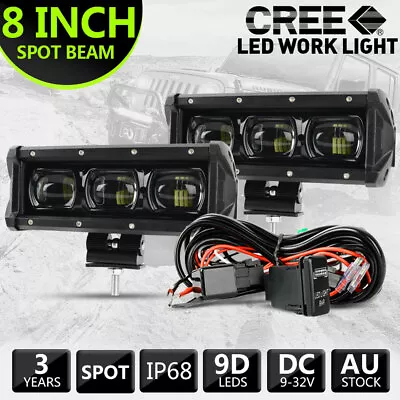 2x 9D 8inch LED Work Light Bar Spot Beam Reverse Lamp Driving Fog Offroad +Wire • $84.99