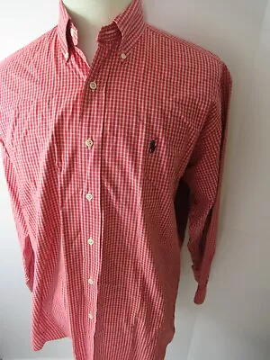 Mens POLO RALPH LAUREN Red Check Long Sleeve 'Blake' Casual Shirt Medium • $26.59