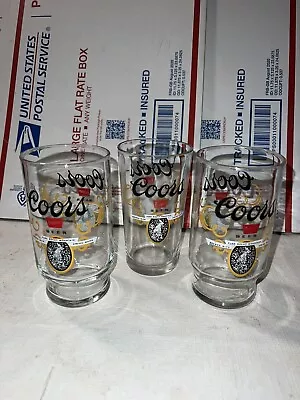 Vintage Coors Beer Glass Lot Of 3 Double Sided Bar Advertising Drinking Glasses • $29.99