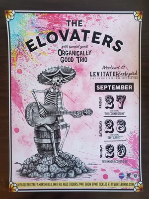 $50 • Buy The Elovaters - Weekend At Levitate Backyard Concert Poster - 24x18