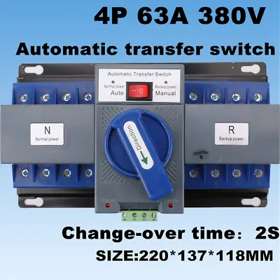 £25.89 • Buy 4P 63A Dual Power Automatic Transfer Switch Generator Changeover Switch CB Level