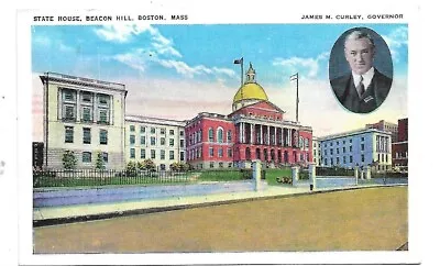 Linen Postcard State House Beacon Hill Boston Mass.-unposted No Writing • $1.99