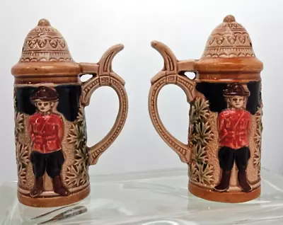 S & P~Royal Canadian Mounted Police Stein~Vintage Giftcraft Salt Pepper Shakers • $13.99