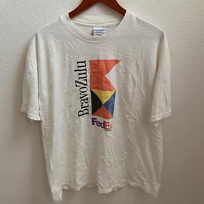 FedEx Bravo Zulu T-Shirt Size XL Federal Express White Hanes • £37.98