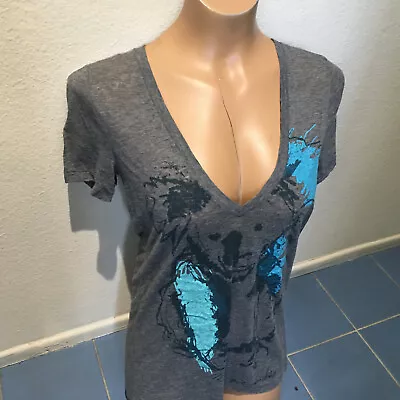 $7.19 • Buy GILLY HICKS SYDNEY Koala Bear Print Burnout Gray Tshirt - Women's S