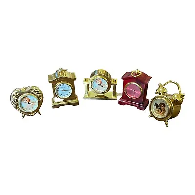 Lot Of 5 BEAUTIFUL Vintage Miniature Clocks (Timex Ronics  Cherub & More) • $55