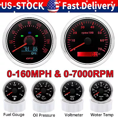 6 Gauge Set 85mm GPS Speedometer 160MPH Tachometer 7000RPM For Boat Car Truck US • $130.89