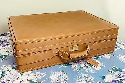 Vintage HARTMANN Suitcase 24 X 18 X 7 Camel Caramel Tan Faux  Leather  Vinyl EXC • $50