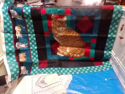 Fabric-cotton-vintage Cranston CAT PANEL - #2747 • $2.24