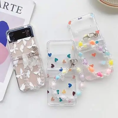 £7.19 • Buy Heart Butterfly Chain Hard Clear Phone Cover Case For Samsung Galaxy Z Flip 3/4