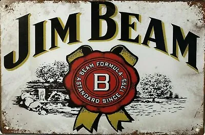 $12.99 • Buy JIM BEAM Rustic Look Vintage Tin Metal Sign Man Cave, Shed-Garage And Bar Sign
