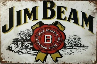 $12.99 • Buy JIM BEAM Rustic Look Vintage Tin Metal Sign Man Cave, Shed-Garage And Bar Sign