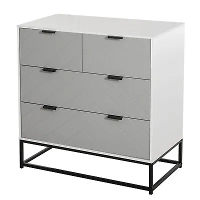 HOMCOM Modern Chest Of 4 Drawers Sideboard Dresser For Bedroom Living Room • £69.99