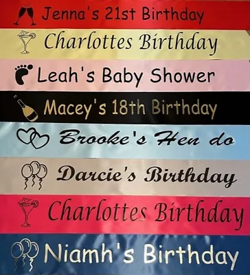 Personalised Birthday Hen Do Baby Shower  18th 21st 30th Sash Any Text • £1.95