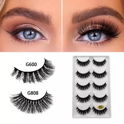 5Pair 3D Mink False Eyelashes Wispy Cross Long Thick Soft Fake Eye Lashes NE ξю • £3.82