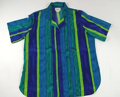 Erin London Ladies Button Down Blouse Green/Blue Size L (276) • $11.95