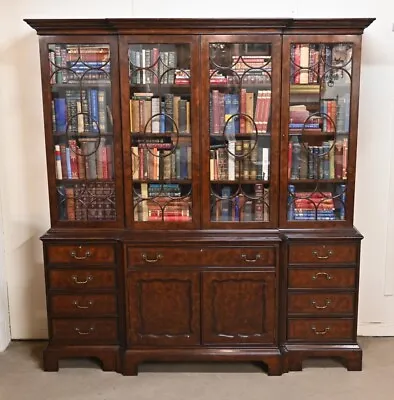 Regency Breakfront Bookcase Secretaire Desk Mahogany • $4090