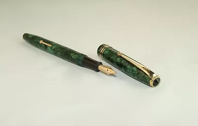 Vintage Conway Stewart 73 Fountain Pen- Emerald Lined Marble - Near Mint - C1951 • $37.24