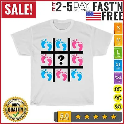 $7.99 • Buy Tic Tac Toe Baby Feet Funny Gender Reveal Party Vintage T Shirt Men Women NEW