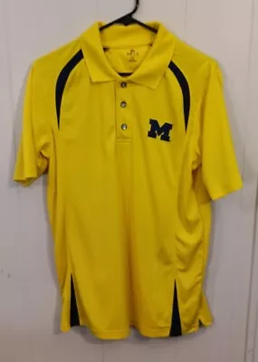 Michigan Wolverines Yellow Maize Knights Apparel Polo Golf Shirt Medium M • $8.95