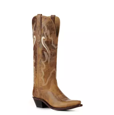 Women's Burnt Tan Leather Snip Toe Tall Cowboy Boots • $84