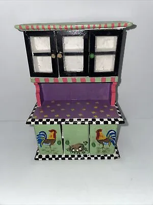 Eye Candy Dollhouse Miniature 1998 Vintage Painted Kitchen Hutch 1:12 Scale • $18.50