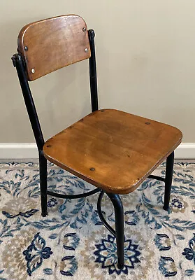 Childs Chair Industrial Metal Wood School  American Seating Co Movable Backrest • $49.99