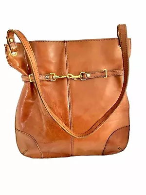 Beautiful Large Vintage Leather Pointe Structured Hobo Shoulder Bag • $29.50