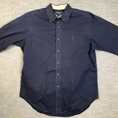 Ralph Lauren Shirt Mens Blue L Blue Twill Classic Fit Long Sleeve Pony Logo • $14.99