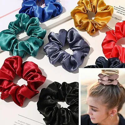 £1.59 • Buy Large Thick Strong Scrunchies Hair Band  Silky Satin Tie Elastic Bobble UK