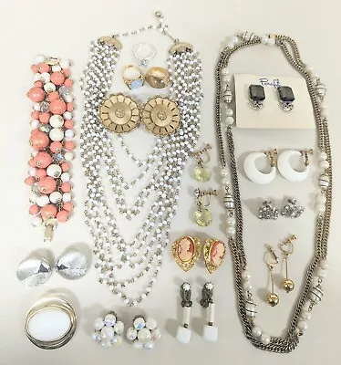 Vintage Jewelry Lot Necklace Trifari Earrings Sarah Coventry Faux Pearl Beaded • $40