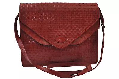 Authentic FENDI Vintage Shoulder Cross Body Bag Purse Leather Red 0730J • $182