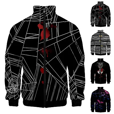 Mens Halloween Jacket Lightweight Softshell Coat Sweatshirt Sportwear Zipper Top • $35.29