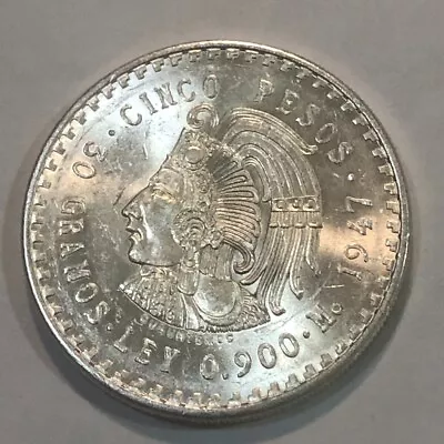 1947-Mo BU CINCO PESOS 5-peso Large Silver Coin. #mn2 • $43.50