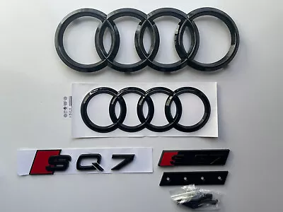 Gloss Black Front Rear Ring Trunk Mesh Grill Emblem Badge Audi SQ7 4M 21-23 • $159.95