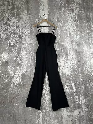 Staud Jumpsuit XS Womens Black Open Back Tie Up Wide Leg Sleeveless • $99.99