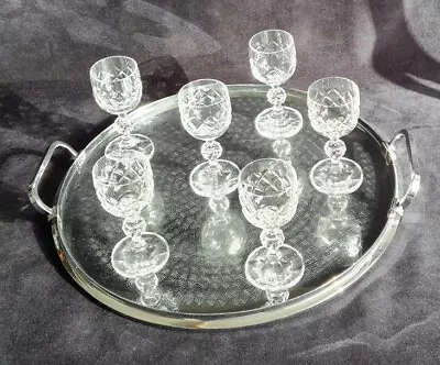 Vintage Bohemia Bristol Diamond Cut Lead Crystal Sherry Liqueur  Glasses  • $39.99