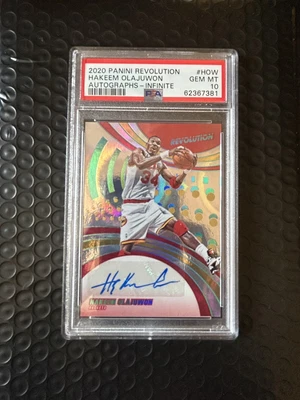 $250 • Buy 2020-21 Panini Revolution Infinite Hakeem Olajuwon Auto/25 #AG-HOW PSA 10