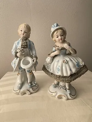 $24 • Buy Vintage Andrea By Sadek Man & Woman Porcelain Lace Figurines Limited Ed. 23/164 