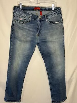 Guess Jeans Mens 34x 30L Blue Denim Lincoln Slim Straight • $9.99