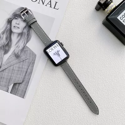 $17.99 • Buy Apple Watch Band Series 7 SE 6 5 4 3 2 1 Genuine Leather Strap IWatch Band 41/45