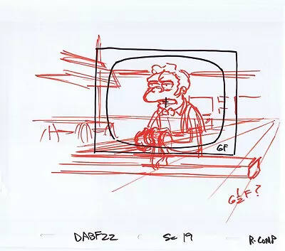 Simpsons Moe Original Art Animation Production Markers DABF22 SC-19 R-Comp 6 1/2 • $199.95