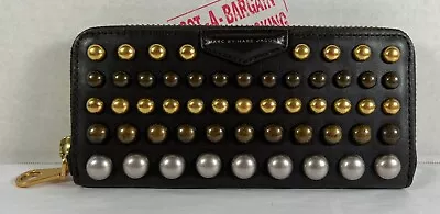 $199.98 • Buy Marc By Marc Jacobs Licorice Brown Leather Studded Thunderdome Wallet Clutch